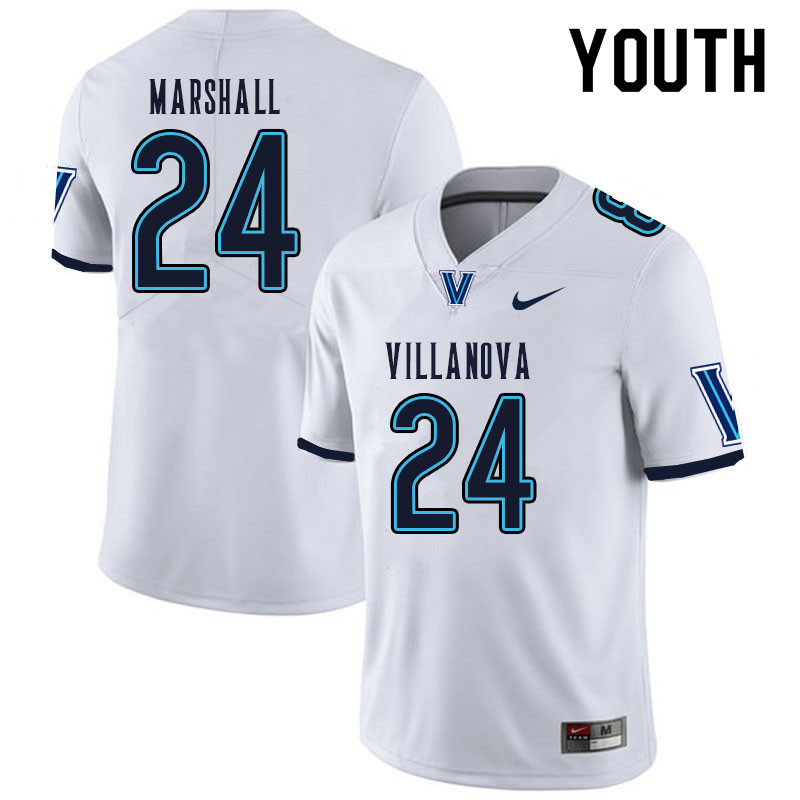 Youth #24 Devon Marshall Villanova Wildcats College Football Jerseys Sale-White